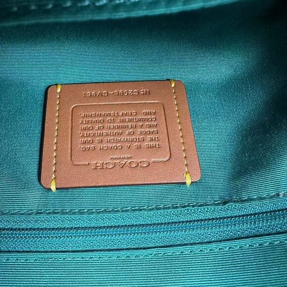 Coach Medium Rowan Satchel Bag Crossbody Signature Canvas CV961 Bright Jade NWT - Picture 9 of 10